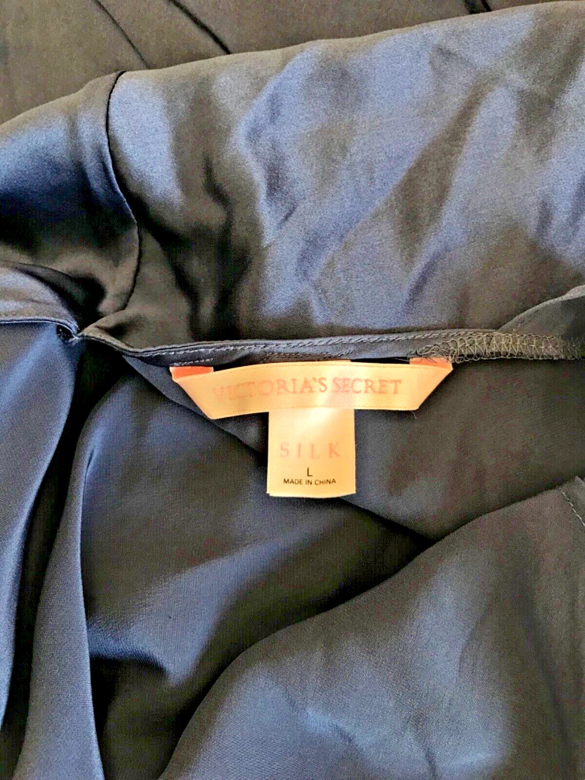 UNDERCOVER Abito Victoria’s Secret in seta blu lingerie lunga camicia trasparente morbida L cappuccio