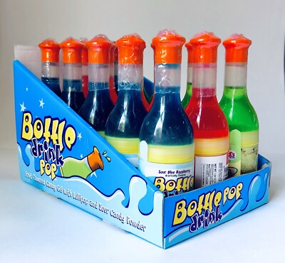 Vintage 1999 Kids Brands BOTTLE DRINK POP Candy Container FULL Display Box