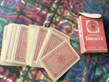 GIRAFFE PLAYING CARDS  IN BOX faded red and white Vintage set