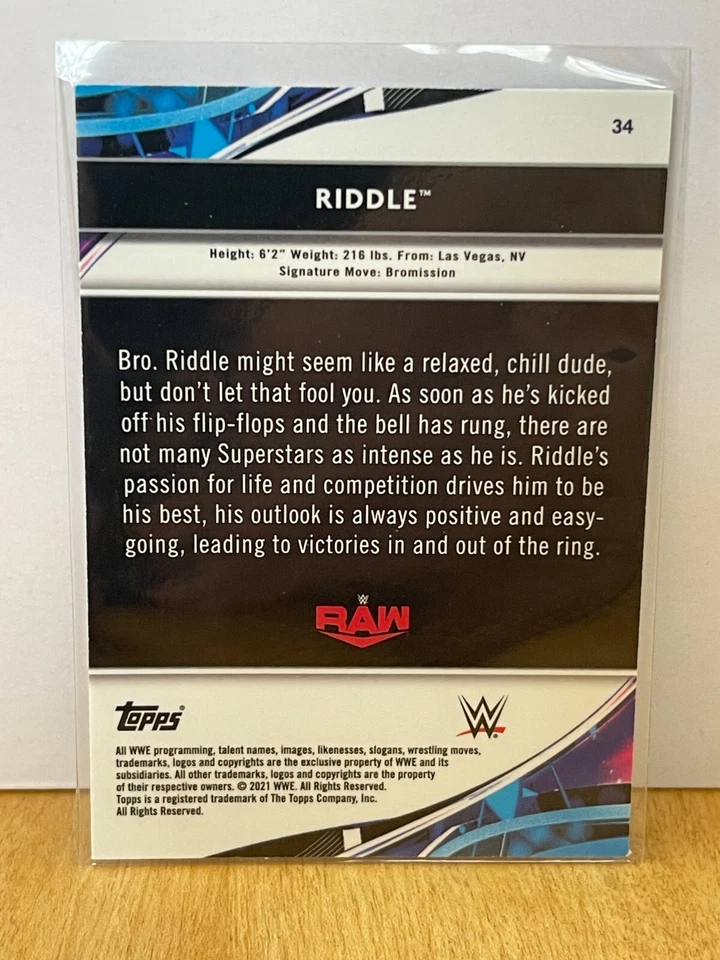 2021 Topps Finest WWE RAW #34 MATT RIDDLE - Image 2 of 2