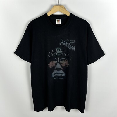 Vintage Judas Priest Hell Bent For Leather Rock Band T Shirt 2000s Black Size XL
