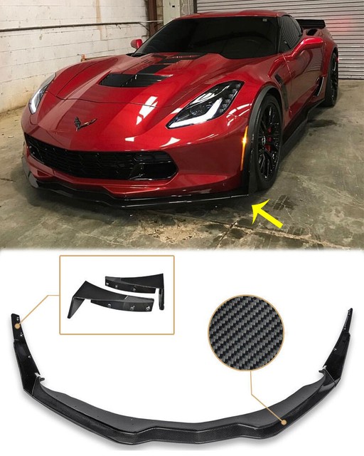 For 1419 Corvette C7 Z06 Stage 3 CARBON FIBER Front Lip Splitter