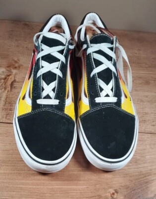 Vans Old Skool Flame Athletic Shoes‎ Men 11 Black Yellow Lace Up Low Top Sneaker s-l400.jpg main image 4