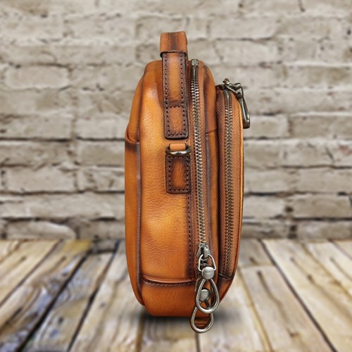 Genuine Leather Messenger Bag for Men Small Sling Purse Crossbody Shoulder Bags - Picture 6 of 16