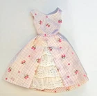 Vintage 1962 Barbie Doll Garden Party Dress Pink Roses Lace Front  931 Black Tag