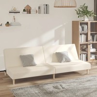 Schlafsofa 2-Sitzer Stoff Creme Mit Bettfunktion