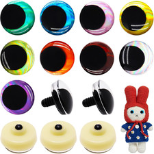 18Pcs 3D Glitter Safety Eyes for Crocheting, 30mm Safety Eyes with Bowl Washers,
