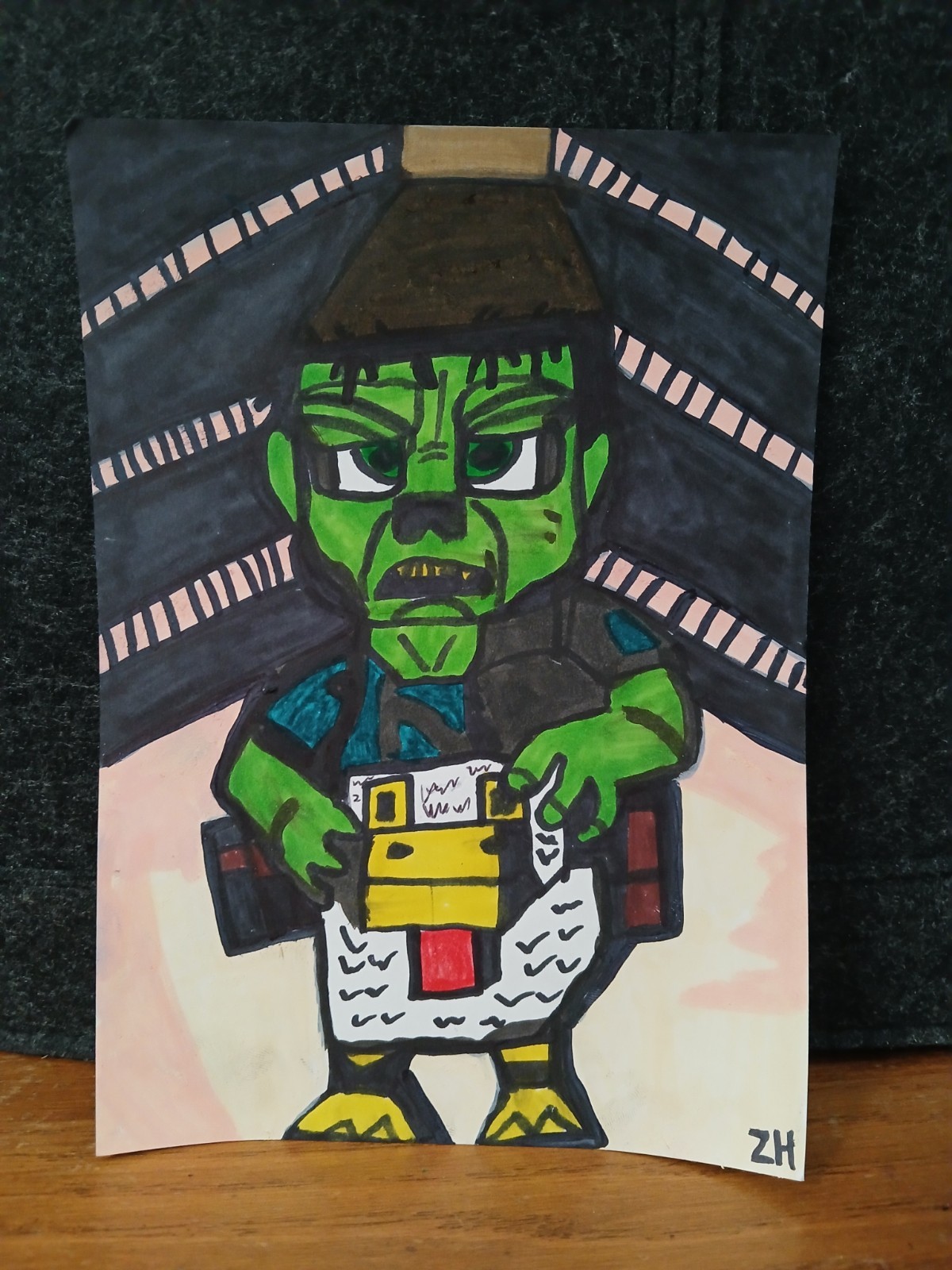 Drawing Minecraft Chicken Jockey Zombie Baby Halloween Decor Video Game Art Kid