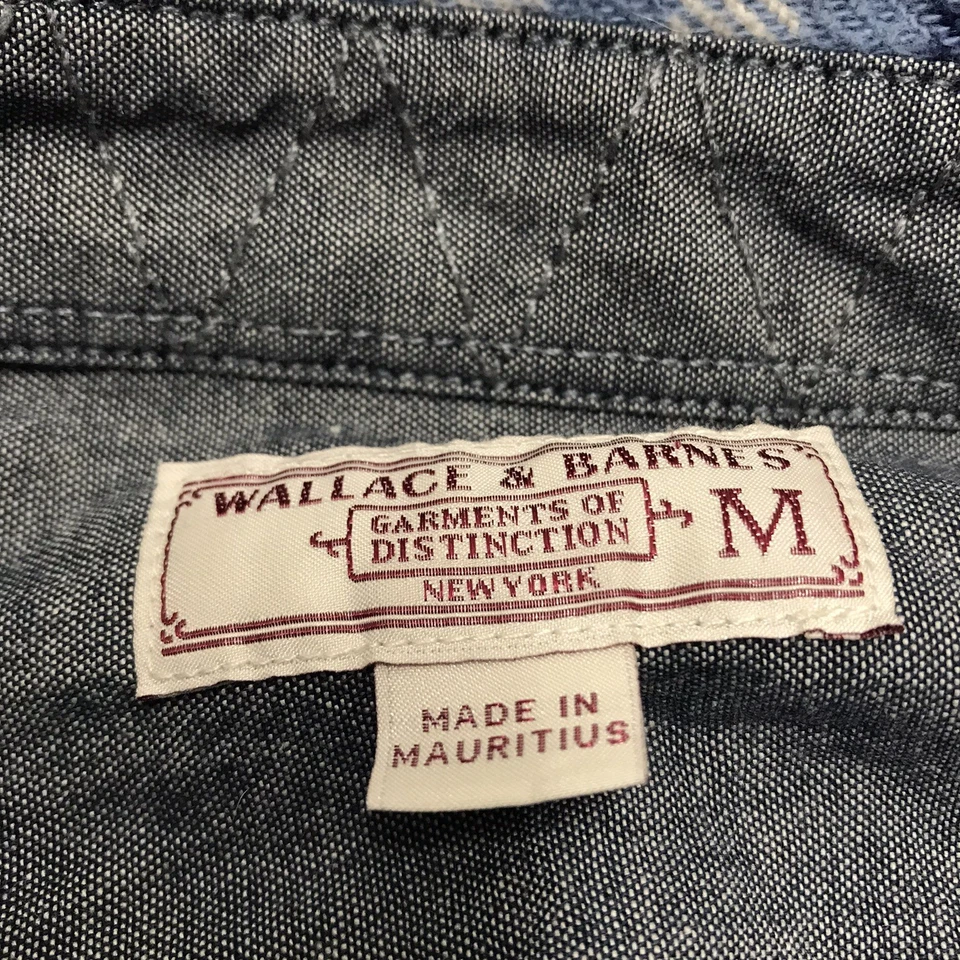 Wallace & Barnes Long Sleeve Heavy Flannel Shirt  Plaid Mens Size Medium Blue - Image 3 of 4