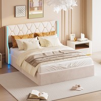 Polsterbett 160 X 200 Cm Doppelbett-Stauraumbett-Mit LED Bettgestell-Lattenrost