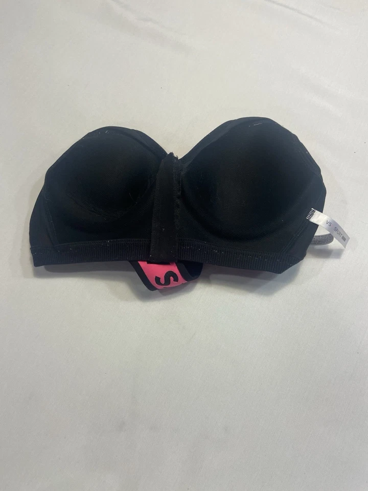 Sujetador deportivo Victoria's Secret VSX 36B acolchado, negro/rosa, con aros, cremallera frontal Foto 3 de 4