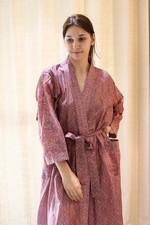 Pure Silk Purple-Pink kimono Long Robe Gown Woman Silk Robe Kimono PS KMO5238