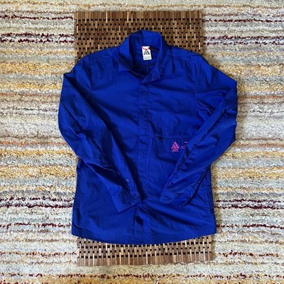 Nike ACG Cobalt Blue Pink Snap Front Tech Shirt Jacket Men's Small S