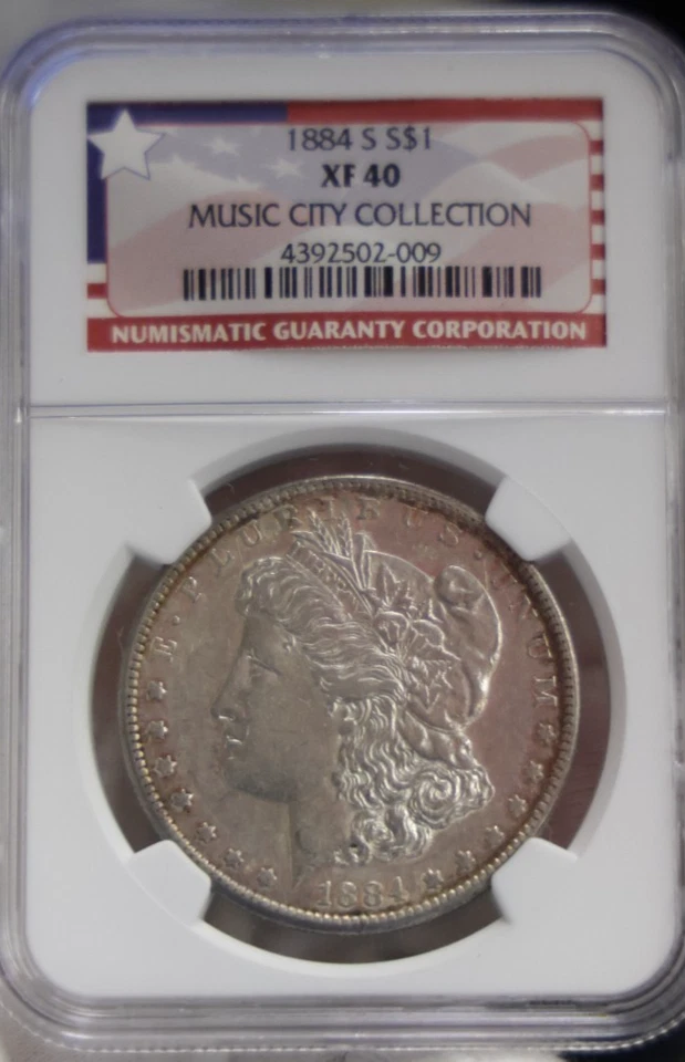 1884 S US Morgan Silver Dollar $1 NGC XF 40 Music City Collection - Image 2 of 4