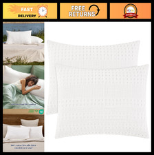 100 Cotton Waffle Pillow Shams 20"x30" - Soft, Skin-Friendly, Breathable Covers