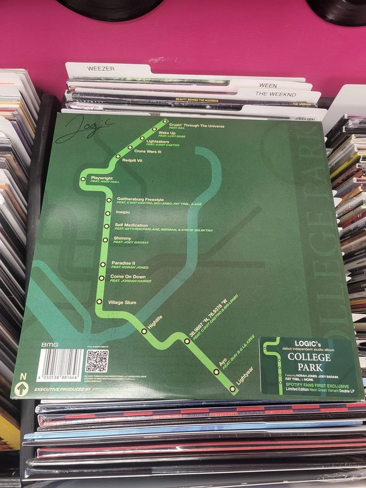 Logic - College Park LP record (Spotify exclusive neon green vinyl) - Image 4 of 4