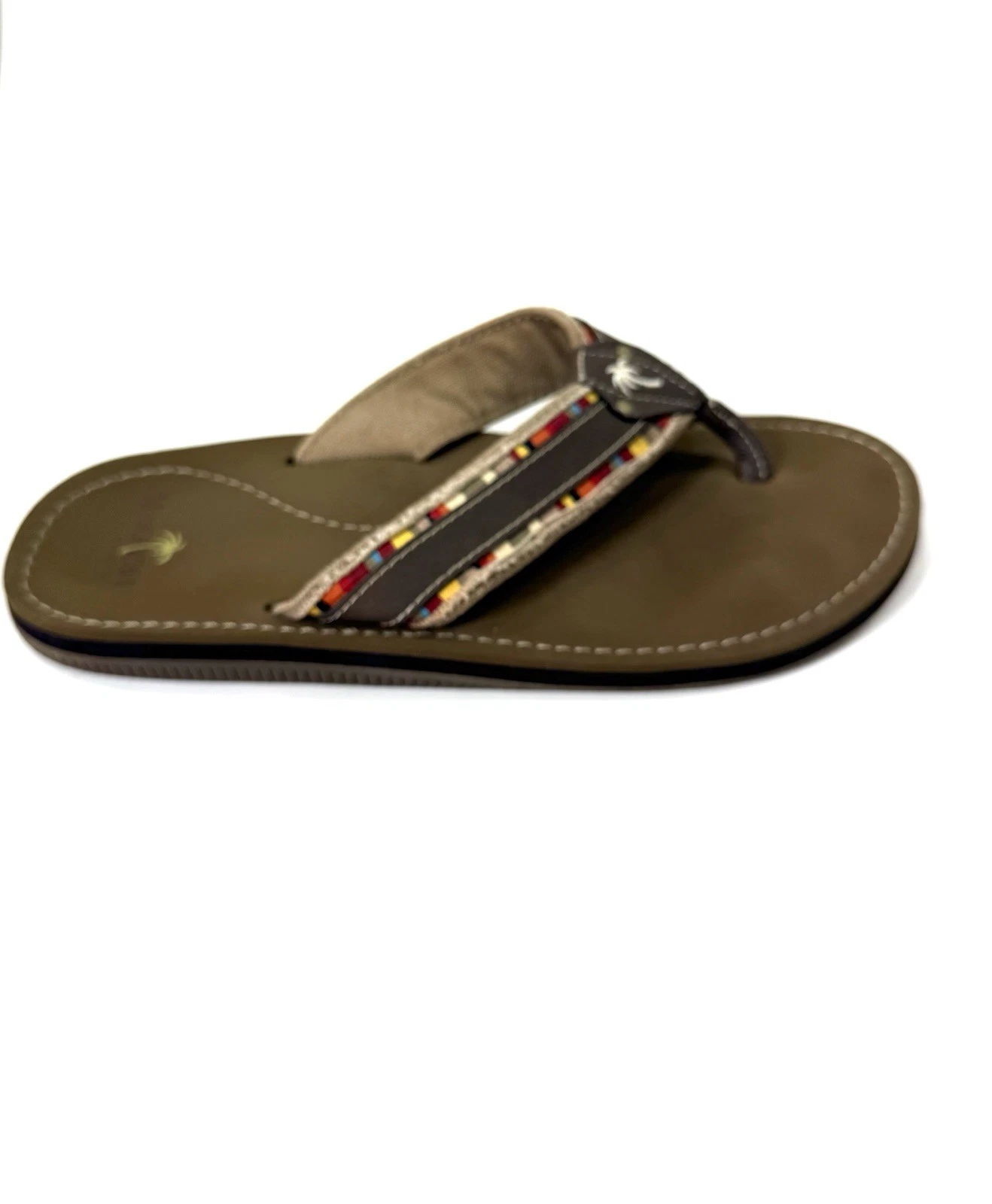 Margaritaville Men's 9 Flip Flops Brown Palm Tree Sandals Casual Comfort VGC