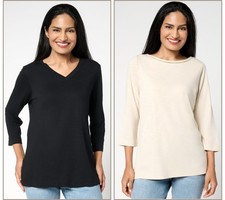 Belle by Kim Gravel Women's Top Sz M Sleeve Slub Knit Tops Multi-colored A689893