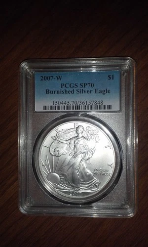 2007-W $1 Burnished American Silver Eagle PCGS SP70
