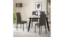 Tyrus Glass Dining Table & 4 Charcoal Chairs Modern Kitchen Furniture Set