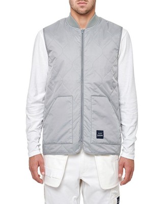 Alcro x Depalma Workwear Quilted Vest Gilet Men s Size L Gray Top Full Zip Light