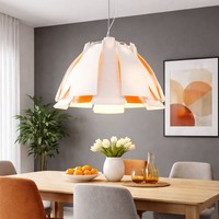 HäNgelampe Pendelleuchte Pendellampe Esszimmerleuchte Stahl Weiß Folien Orange