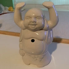 Benihana Tiki Budda White Ceramic Mug Cup 7 1/4” Vintage Planter Chinese Figure