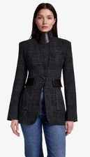 SMYTHE Tailored Boyfriend Blazer Size 4 Charcoal Glen Check