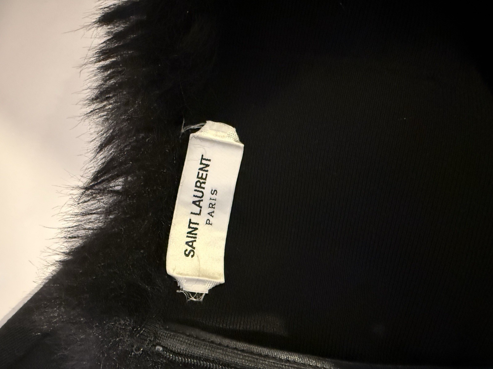 Saint Laurent Black Fur Trim Sleeveless Mini Dress thumbnail 5