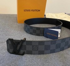 Louis Vuitton Checkered Graphite Belt, Men 32-34 95cm 
