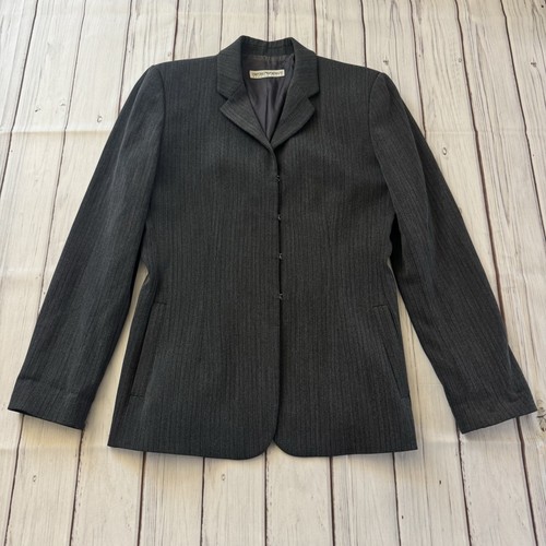 Vintage Emporio Armani Gray Pinstripe Wool Blend Blazer Jacket 44 / US Size 8