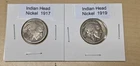 1917 & 1919 Indian head/Buffalo Nickel, fair to good cond, over 100 years old