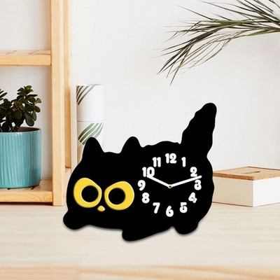 Tabletop Cat Clock Nicht tickende Wohnzimmer Kindergarten Kätzchen