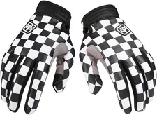 Fast Goose Dirt Bike Gloves Black & White Checkers with Gray House