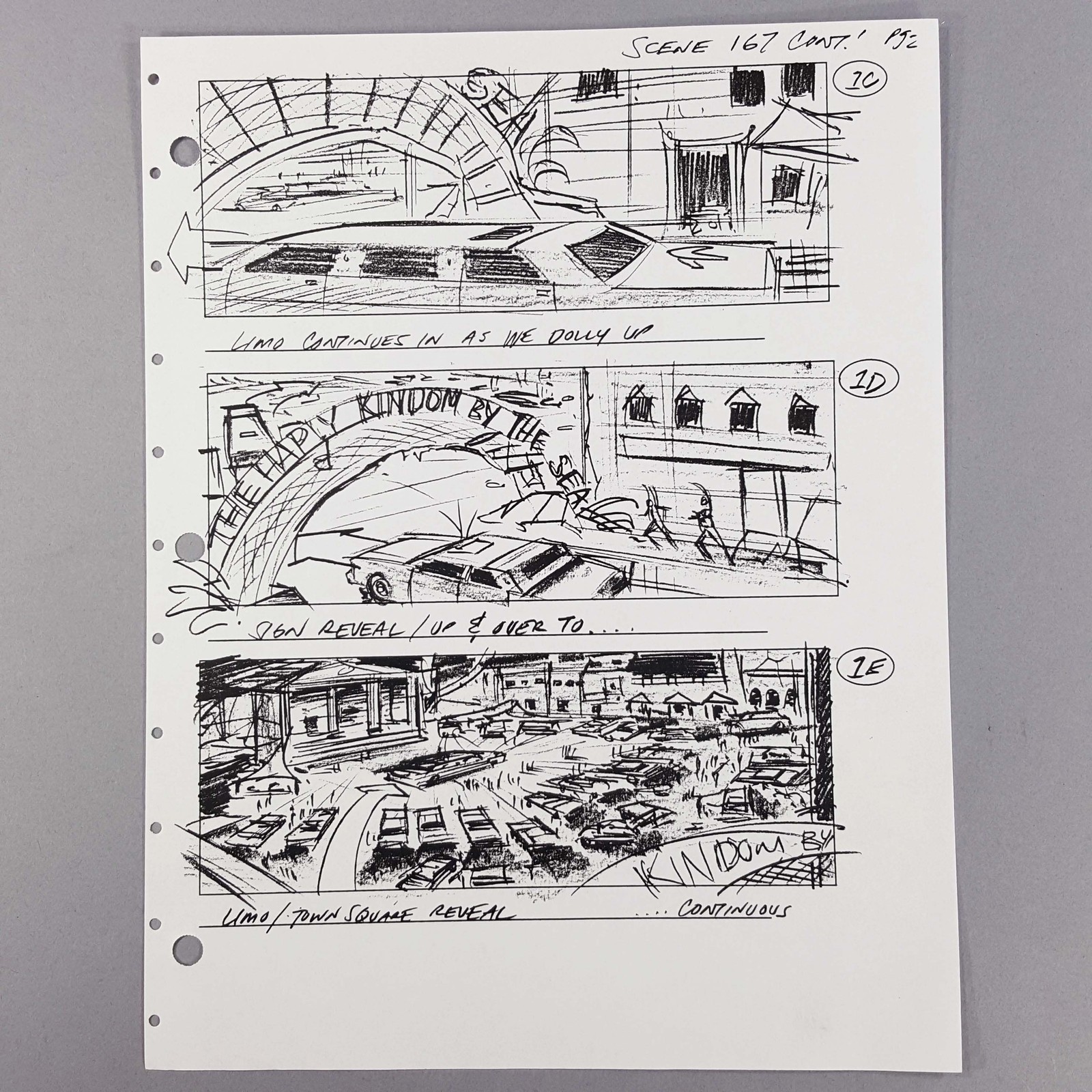Escape from L.A. — Escape from L.A. Storyboard Cuervo's Limo Enters Happy Kingdom Original COA
