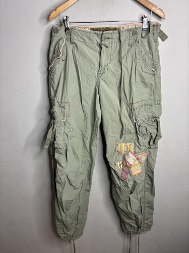Abercrombie & Fitch Cargo Pants Womens 8 Green Patchwork Y2K Hem Utility