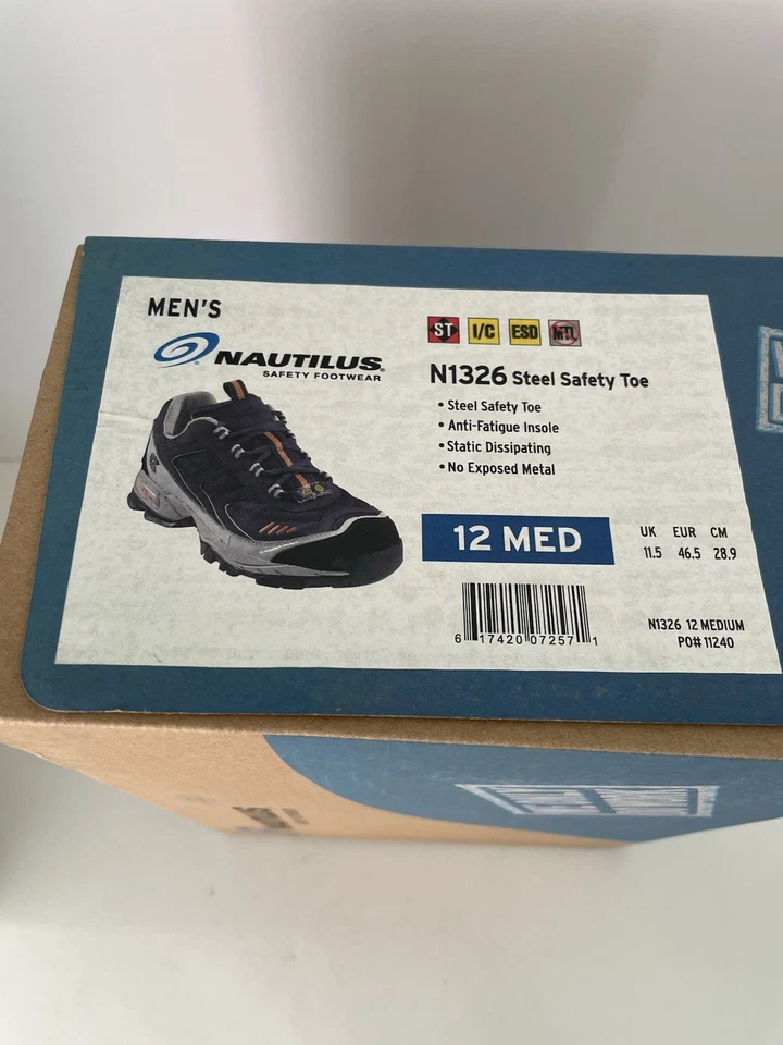 Nautilus Hombres Puntera de Acero Seguridad Trabajo Atlético 12 M Azul Cuero Zapatos N1326 Nuevo Foto 2 de 4