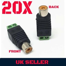 20X Speaker RCA Wire to AV Phono RCA Female  Adapter Connector LED CCTV Camera