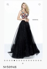 Sherri Hill Floral Embroidered Chiffon Prom Formal Dress 2 Piece Tulle Size 2
