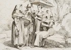 B. PINELLI (1781-1835), Costumi di Genzano,  1819, Radierung Romantik Landschaft