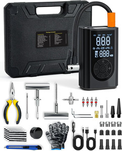 Tire Repair Kit with Portable Air Compressor, Tire Plug Kit 58PCS with Cordless