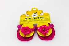 Build A Bear Fuchsia Flower Glitter Jelly Shoes Flip Flops NWT RETIRED Pink