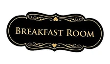  Designer Breakfast Room Sign () - Large Large (3-1/2" x 9") Black Gold