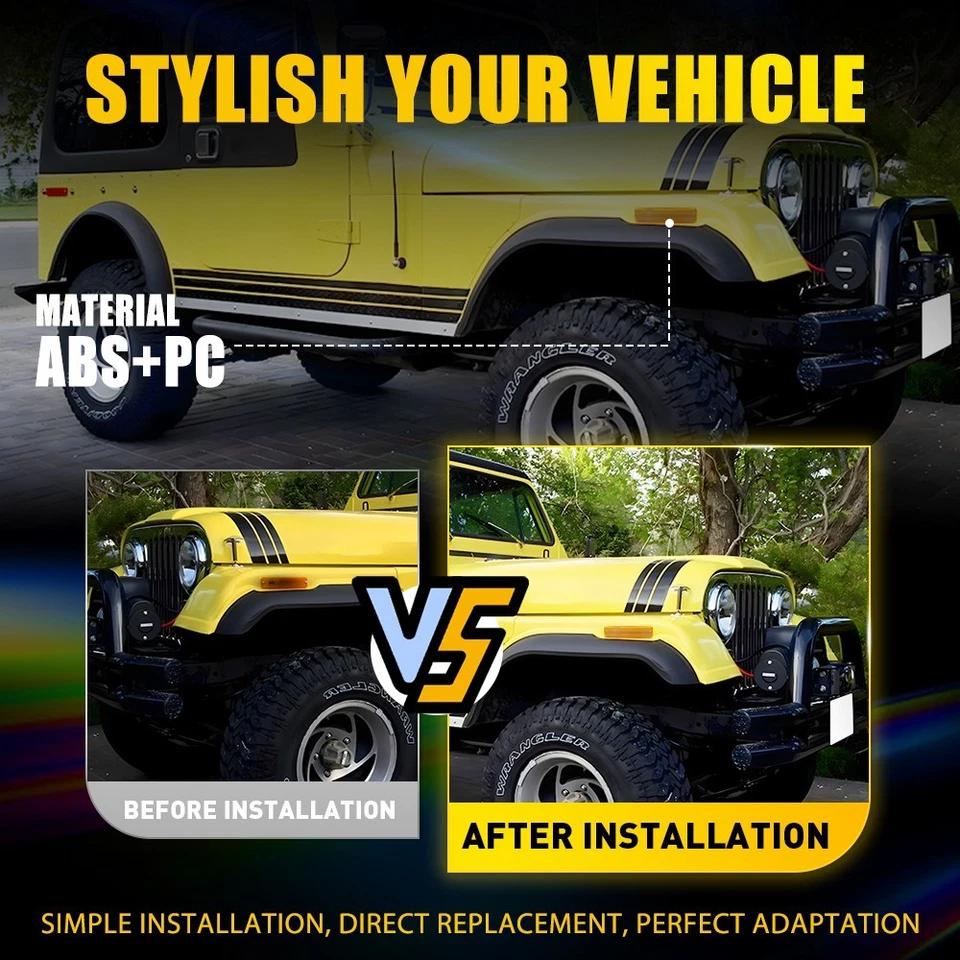 Carcasa de luz marcadora lateral ámbar delantera 2-10X para camioneta Jeep J10 J20 72-91 Foto 4 de 4