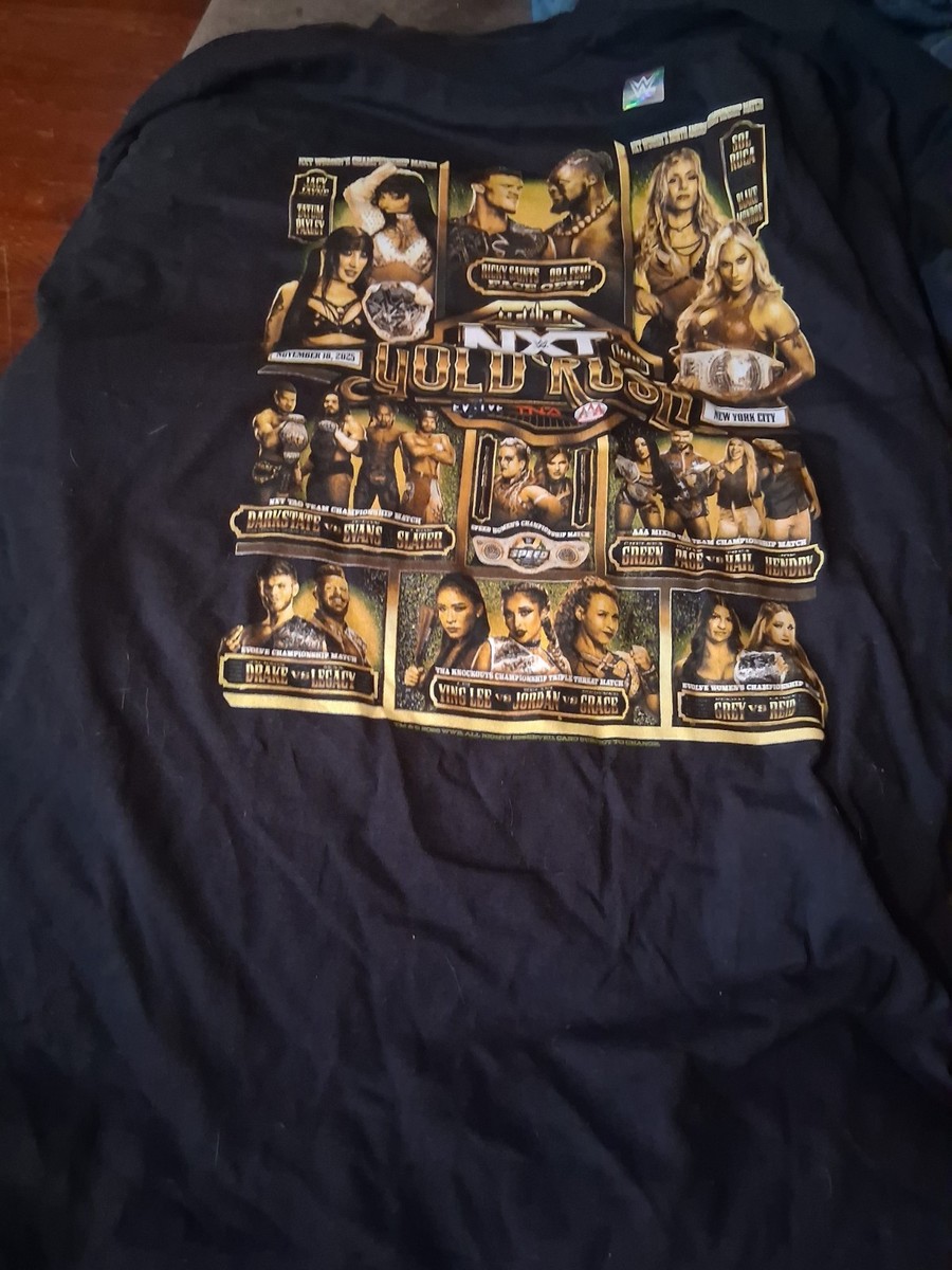 NXT GOLD RUSH 3XL T-SHIRT EVENT EXCLUSIVE SOL RUCA JOE HENDRY OBA