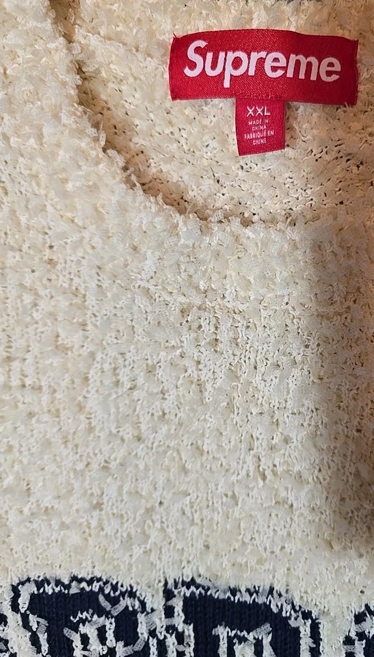 Suéter para hombre talla 2XL Supreme crema arco texturizado Foto 3 de 4