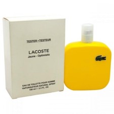 TESTER MEN LACOSTE JAUNE OPTIMISTIC POUR HOMME EAU DE TOILETTE 3.3 /3.4 OZ SPRAY