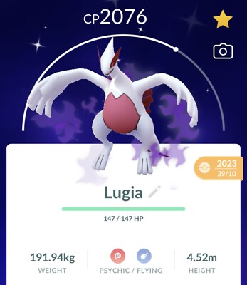 Schatten & Shiny Schatten Lugia (gereinigt) Pokémon Go