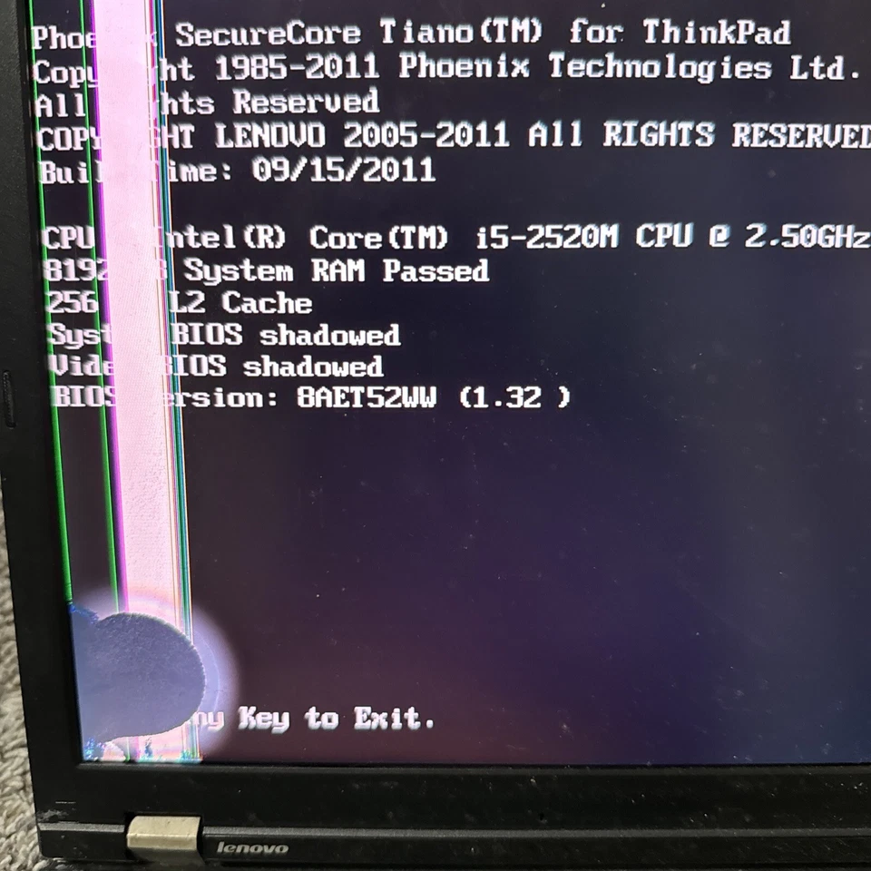 联想 Thinkpad T520 英特尔酷睿 i5 -2520M 2.50GHZ 8GB RAM 无硬盘屏幕有裂纹 — 第 2/4 张图片
