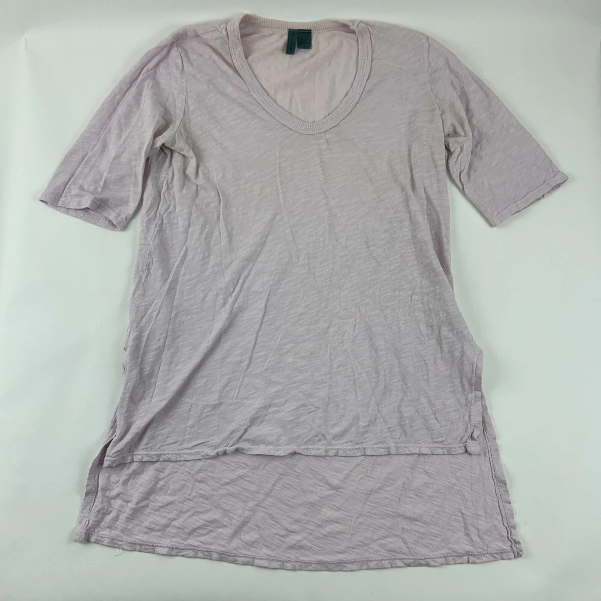 Left Of Center Womens T Shirt Short Sleeve Short Front Long Back Purple Small